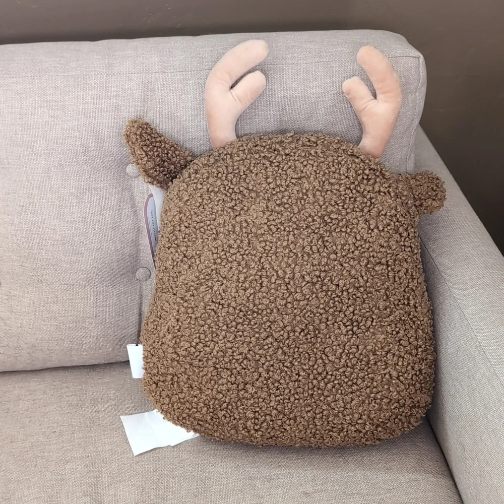 Cupcakes & Cashmere Christmas Sherpa Cozy Reindeer Throw Pillow NWT